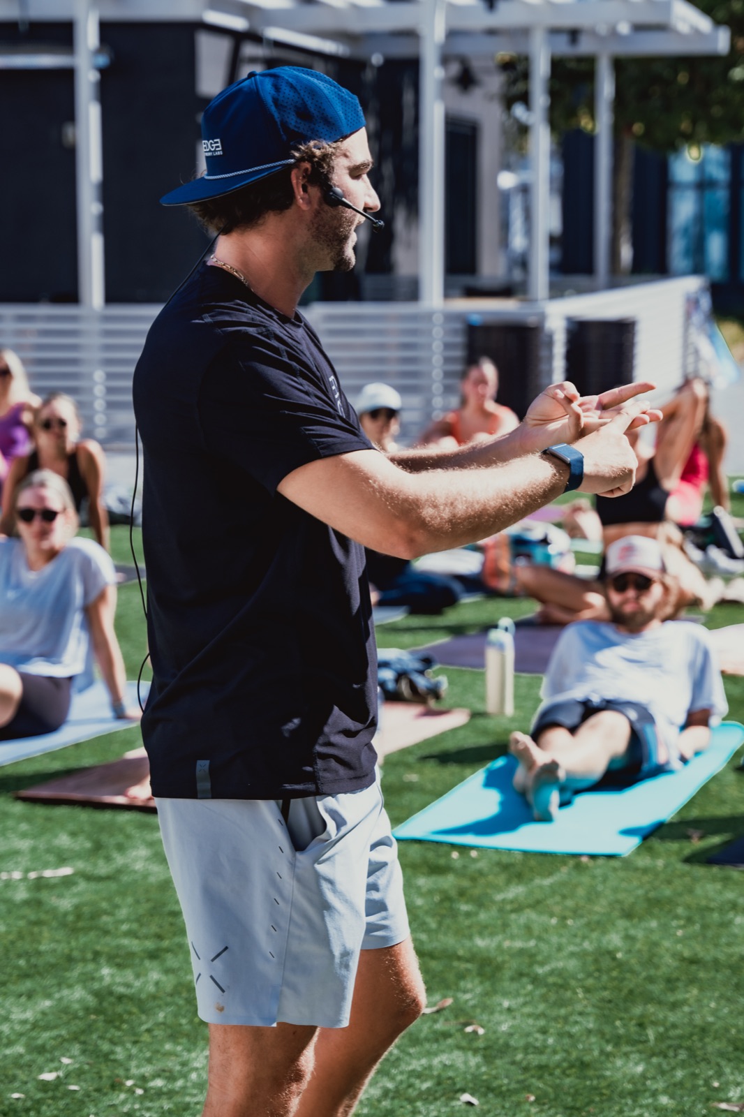 Joshua Church guiding an outdoor breathwork session